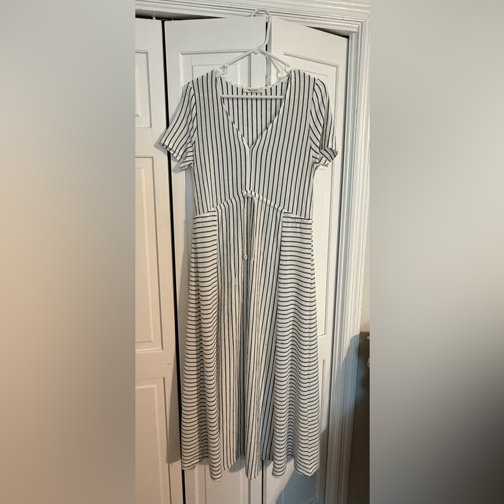 Striped Short Sleeve Maxi Dress
